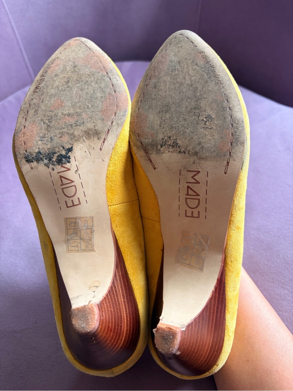 Yellow Suede Pointed-Toe Pumps - Picture 3 of 7